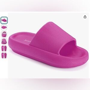 Pillow Slippers - Non Slip Shower Slides - Hot Pink - size 8.5 to 9